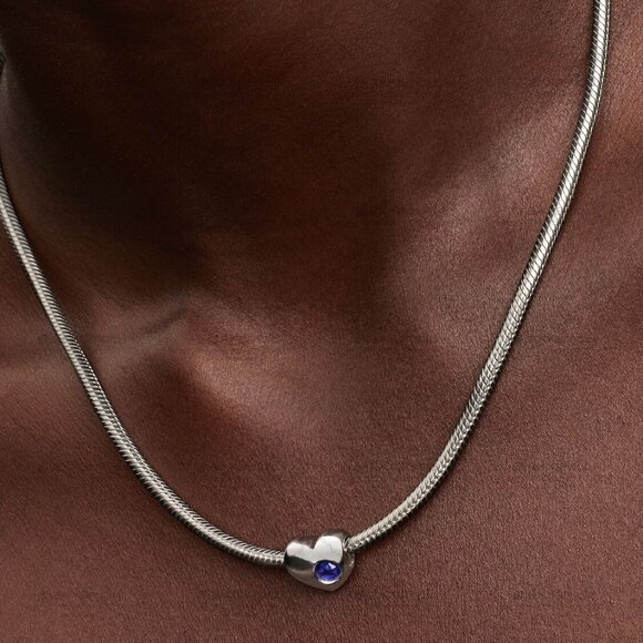Pandora Engravable Blue Stone Heart Charm - Picture 4 of 6